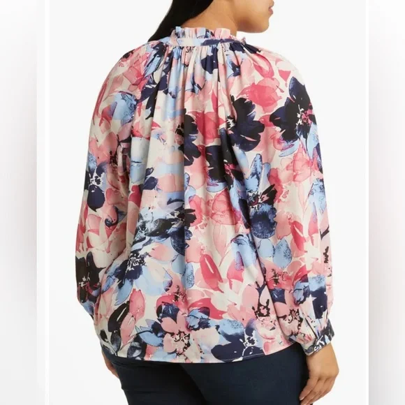 Jones New York Flower Blouse Size XL Ruffle Neck Puff
Sleeve - Picture 5 of 14
